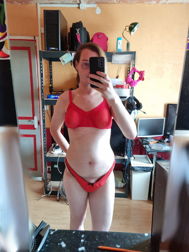 red lingerie and prosthesis