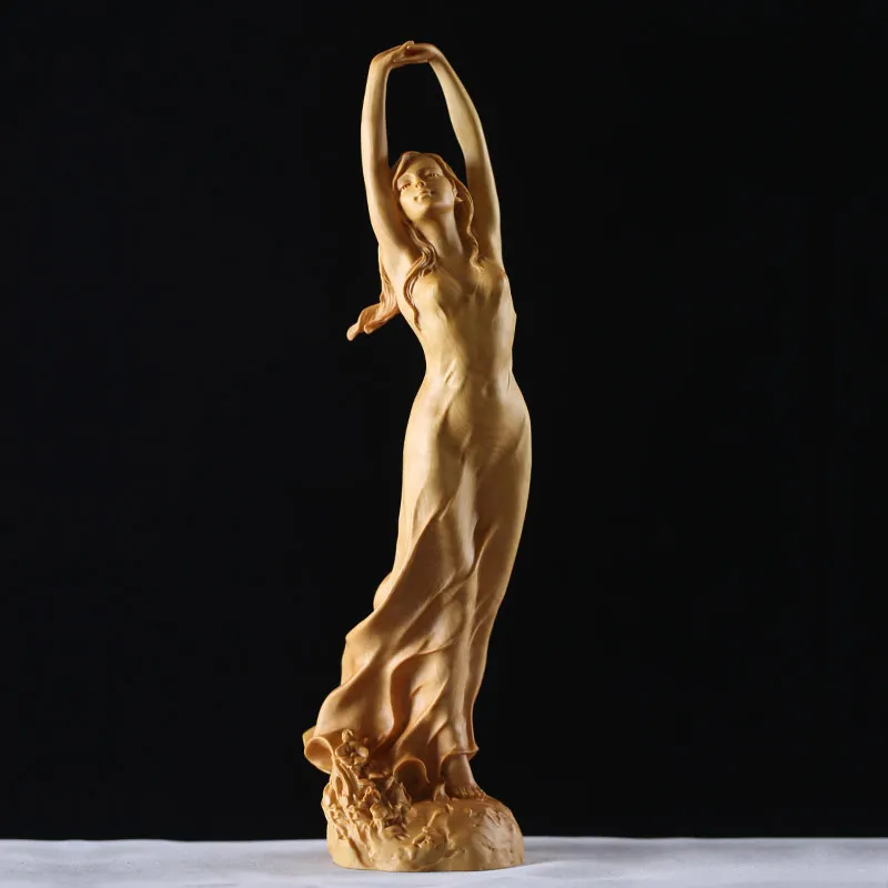 wood chinese style beauty female statue