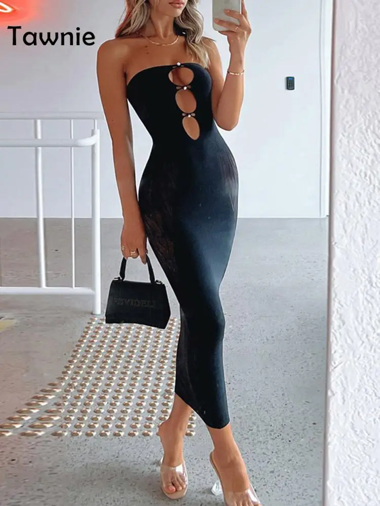 tawnie summer strapless hollow out bodycon
