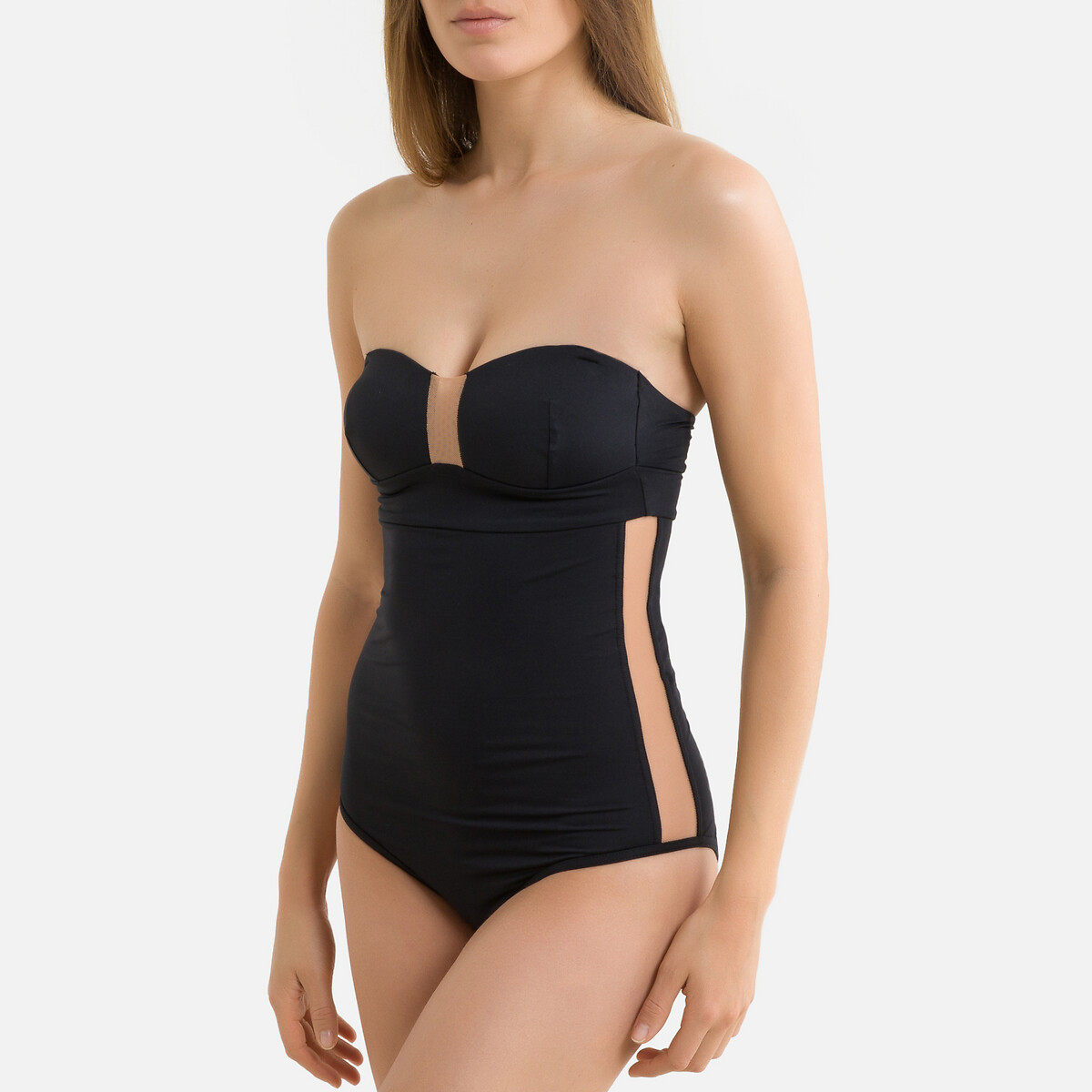 recycled bustier swimsuit black la redoute